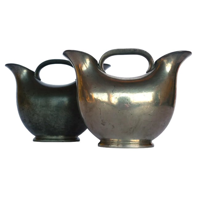 Art Deco Danish Pewter Vases by Just Andersen, 1920s, Set of 2 For Sale