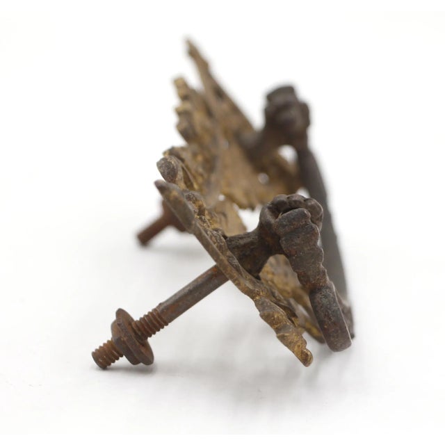 Pair of Vintage 5.125 In. Victorian Cut Out Brass Drawer Bail Pulls For Sale - Image 6 of 8