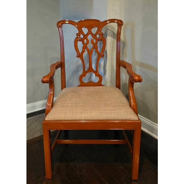 Beautifully Lacquered Chippendale Style Chairs, a Pair For Sale - Image 4 of 8