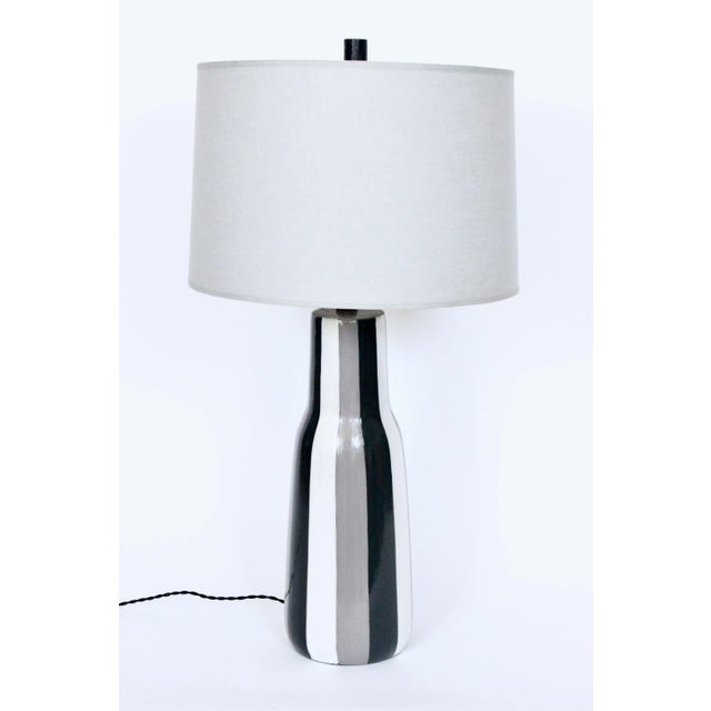 Tall Design-Technics Black, White & Gray Pottery Table Lamp, 1950's For Sale - Image 9 of 13