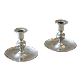 Vintage Pewter Chambersticks – Set of 2 For Sale
