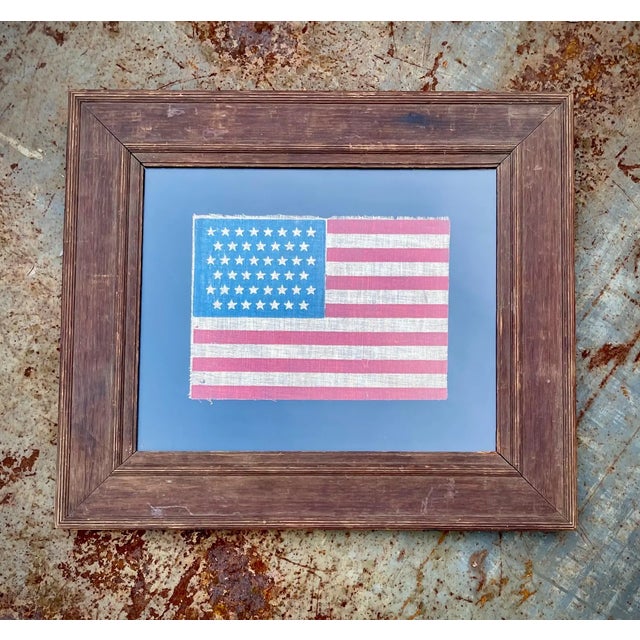 American 45 Star Antique American Flag Circa 1890 Cotton Gauze Beautifully Presented in Antique Oak Frame For Sale - Image 3 of 8