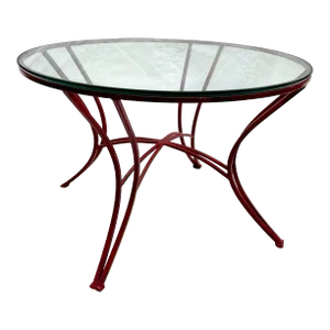Vintage Red Wrought Iron Woodard Style Round Table