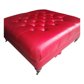 Discover the Perfect Blend of Luxury and Functionality With This Stunning Red Leather Ottoman by Expression For Sale
