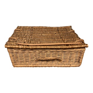 Vintage French Willow Wicker Hamper Basket #2 For Sale