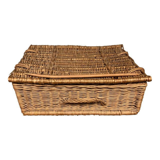Vintage French Willow Wicker Hamper Basket #2 For Sale