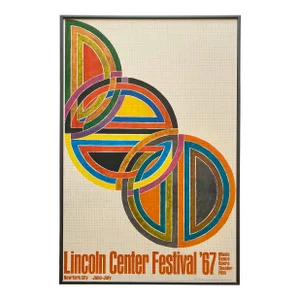 Frank Stella Vintage 1967 Mid Century Modernist Lithograph Print " Lincoln Center Festival " Framed Extra Large Poster