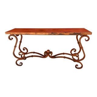 French Console Table With Copper Top For Sale