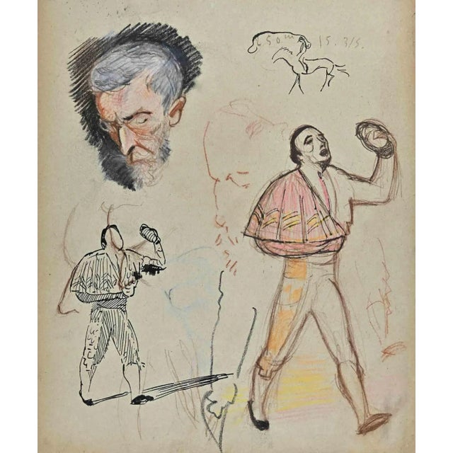 The Figures Sketches is an original Drawing on paper realized by the French painter Norbert Meyre in the mid-20 century....