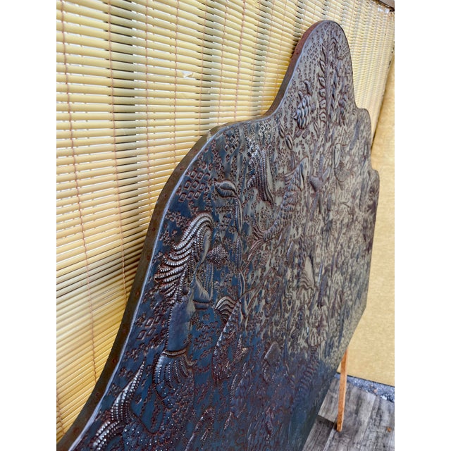 Vintage Bohemian Hand-Embossed Sheet Metal King Size Headboard. Circa 1980s For Sale - Image 12 of 18