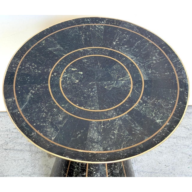 Modern Brass-Inlaid Tessellated Marble Side Table, Attributed to Maitland Smith For Sale - Image 4 of 14