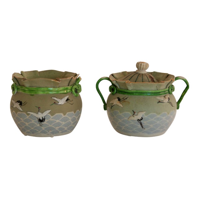 Vintage Hand-Painted Japanese Bowls, Set of 2 For Sale