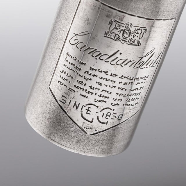 Novelty Silver Miniature Canadian Club Whisky Bottle For Sale - Image 4 of 15