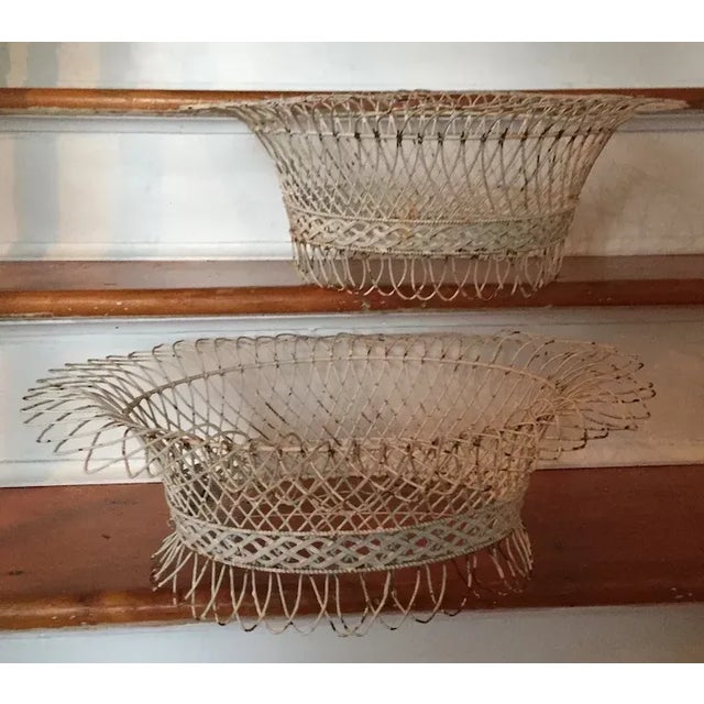 Antique 19th Century Victorian French Oval Wire Garden Baskets or Planters - A Pair For Sale - Image 12 of 13