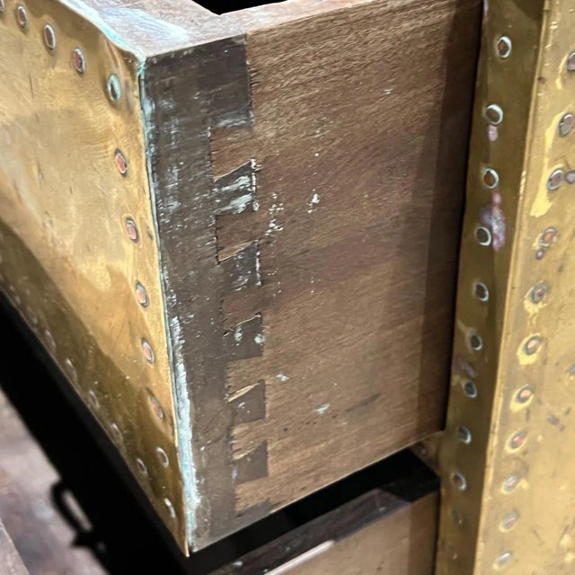 Wood 1970s Brass Chest of Drawers by Sarried Ltd, Mid-Century Modern, Spain For Sale - Image 7 of 12