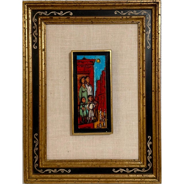 Red Frank Kleinholz, Mid Century Oil Painting Family on Fire Escape Frank Kleinholz WPA NYC Tenements, 20th century For Sale - Image 8 of 11