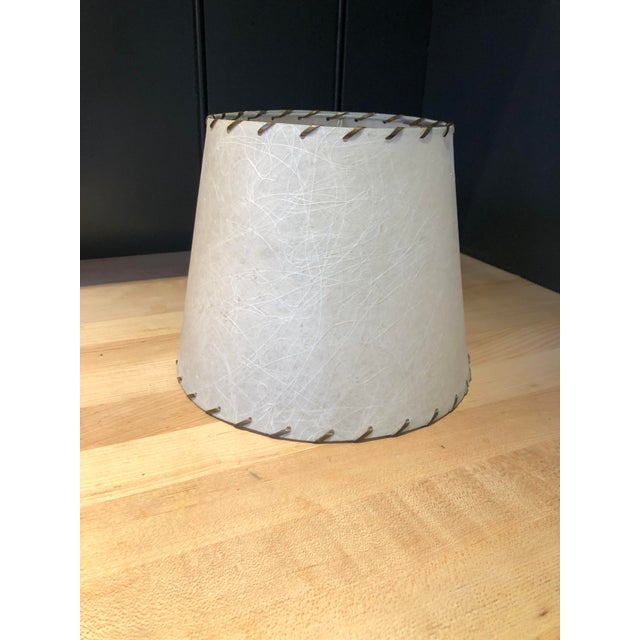 Vintage 1960s Parchment Lamp Shade Wrapped Faux Leather Trim