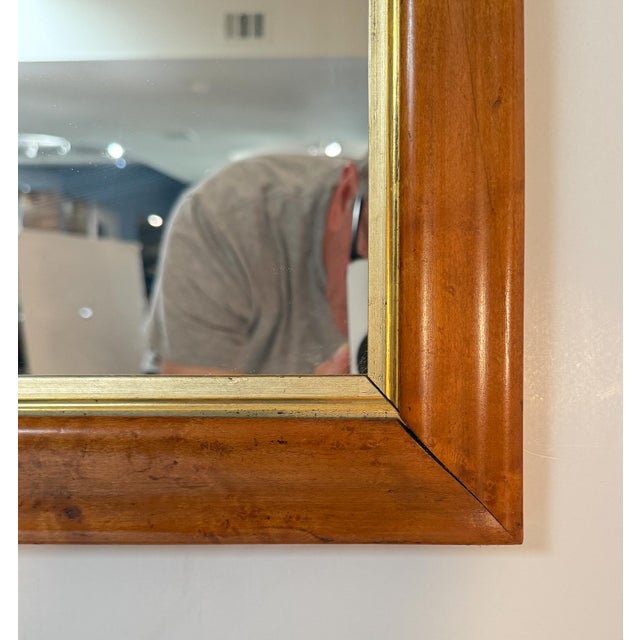 Wood English Rectangular Mirror With Maple and Giltwood Frame (H 30 5/8 X W 23 1/4) For Sale - Image 7 of 9