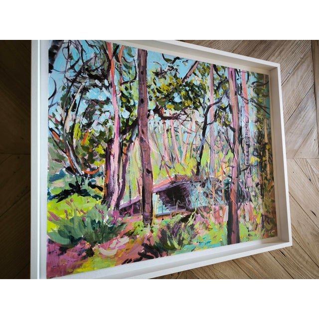 Blue Linda Clerget, Meet in the Forest, Acrylic For Sale - Image 8 of 9
