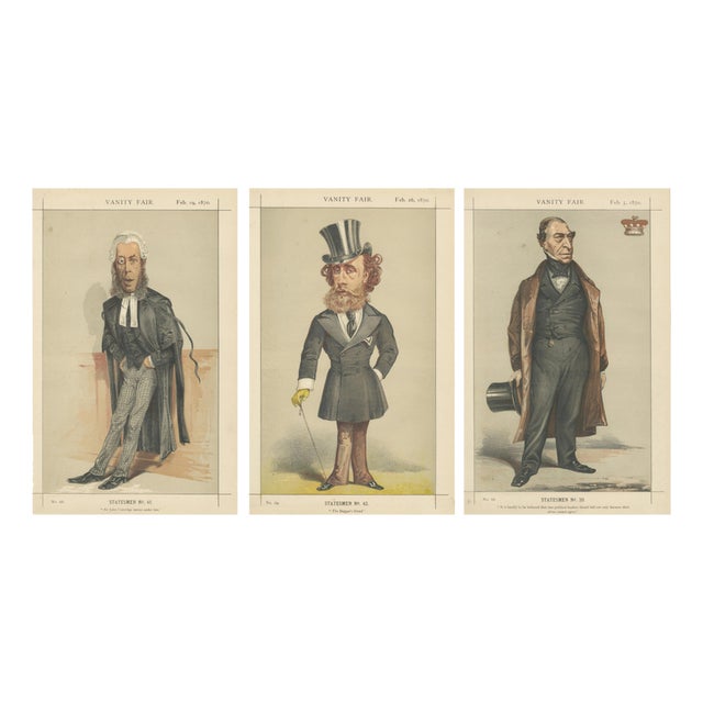 Vanity Fair Chromolithographs, 1870, Paper, Set of 3 For Sale