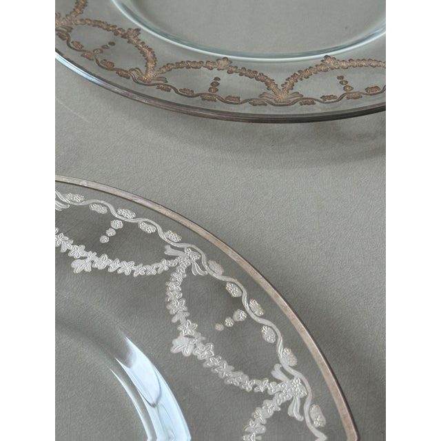 Glass Charger Plates with Silver Leaf Rococo Pattern by Arte Italica, 2011, Set of 23 For Sale - Image 6 of 10