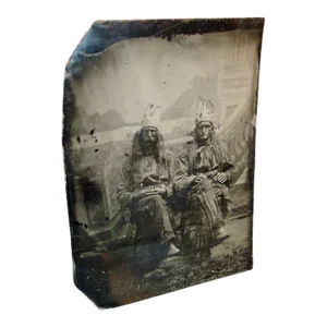 19th Century Tintype Photograph of Native American Indian Proscenium