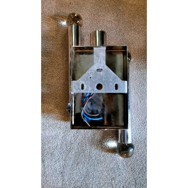 Space Age Sciolari Gaetano Style Italian Wall Sconces in Chrome-Plated Brass - a Pair For Sale - Image 11 of 13