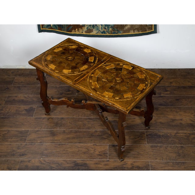 Italian 18th Century Baroque Style Carved Walnut Table with Marquetry Décor For Sale - Image 11 of 12