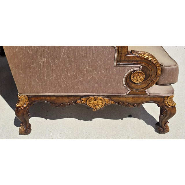Taupe Marge Carson Style French Louis XV Ornate Caved Settees Loveseats Pair For Sale - Image 8 of 18