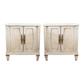 Late 20th Century Vintage Pickled Oak Storage Nightstands - a Pair For Sale