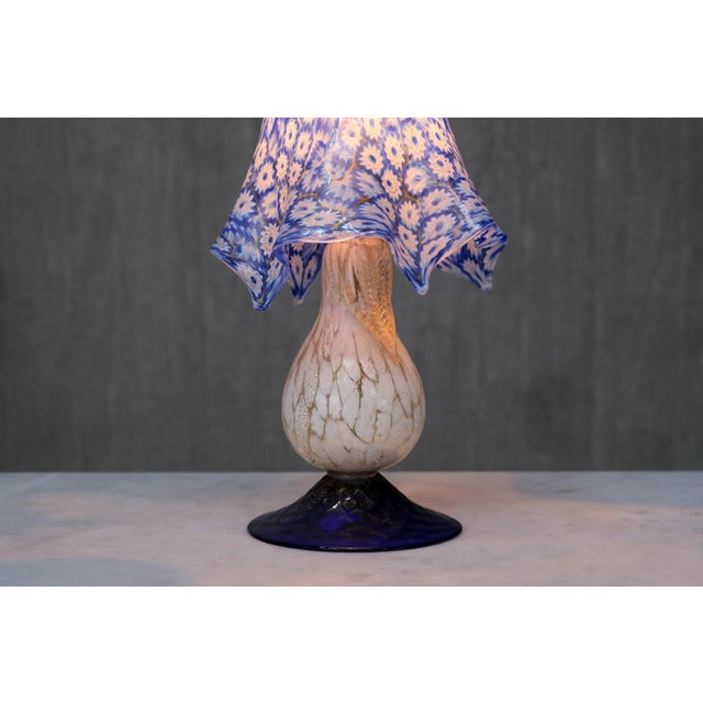 Murano Blue Millefiori Glass Lamp with Gold-Accented Base, Italy, 1970s For Sale - Image 12 of 13