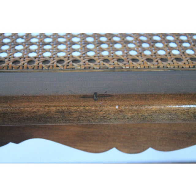 Antique Wood Bench With Caned Seat For Sale - Image 15 of 15