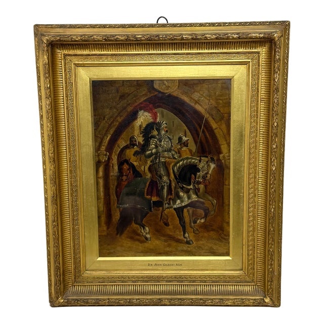 19th-Century British Victorian Renaissance Knight Equestrian Oil Painting, Circle of Sir John Gilbert Ra For Sale