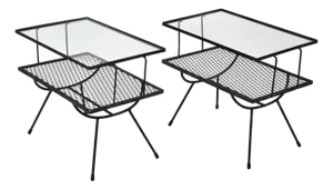 Two-Tiered Iron End Tables by Frank & Son (Pair)