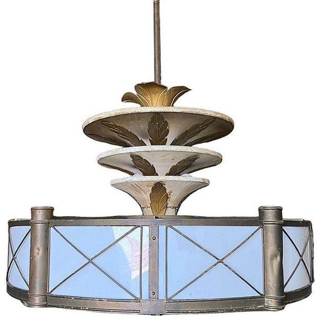 1920s Hollywood Theater 32 Light Chandelier With Palm Motif For Sale - Image 4 of 12