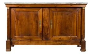 Early 19th Century French Empire Walnut Buffet With Grey Marble Top