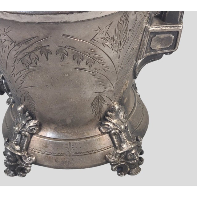 Late 19th Century Antique Victorian Aesthetic Figural Hand-Engraved Silver Triple Plate Webster Tea Pot For Sale - Image 5 of 12
