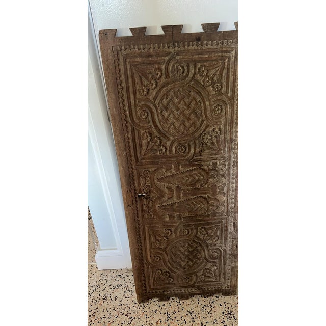 Wood Antique Carved Wooden Wall Panel Moroccan Influenced Design For Sale - Image 7 of 7