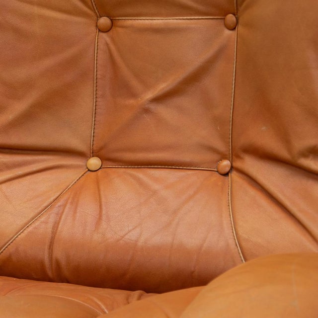 Italian Corolla Lounge Chair in Cognac Leather by I.P.E., 1970s For Sale - Image 14 of 16
