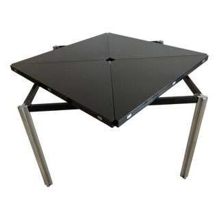 Model T92 Dining Table with Black Top and Chrome Legs by Eugenio Gerli for Tecno Varedo, 1960s For Sale
