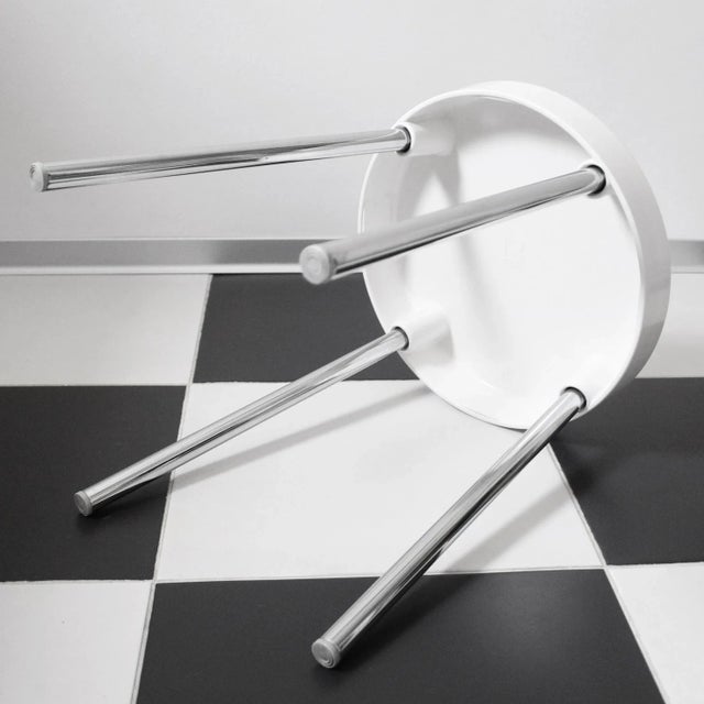 1970s Carrara & Matta S501 Vintage White & Chrome Stool, Made in Italy For Sale - Image 6 of 10