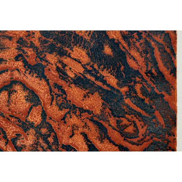Abstract Expressionism Red Lava Abstract Collagraph by Winifred Heron For Sale - Image 3 of 8