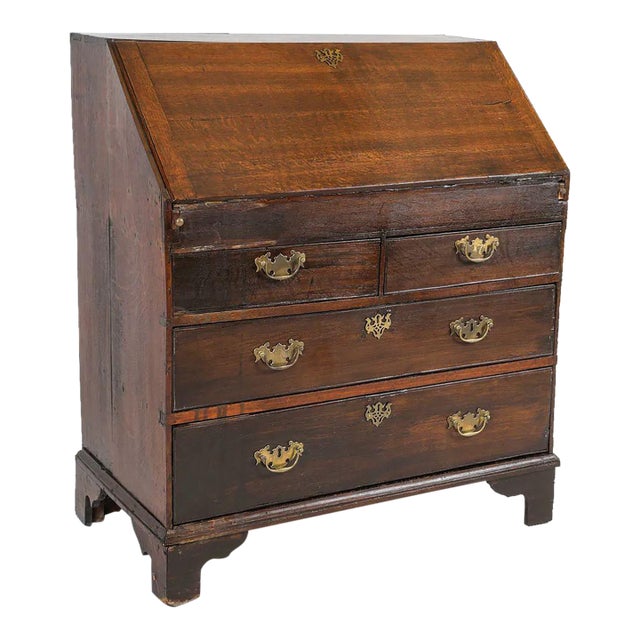 18th Century George III Quartersawn Oak Slat-Front Bureau / Desk For Sale