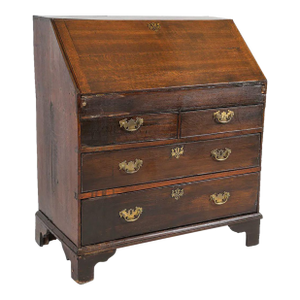 18th Century George III Quartersawn Oak Slat-Front Bureau / Desk