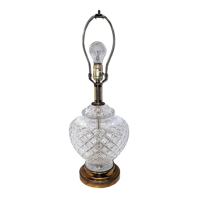 1970s Waterford Cut Crystal Apple Table Lamp For Sale