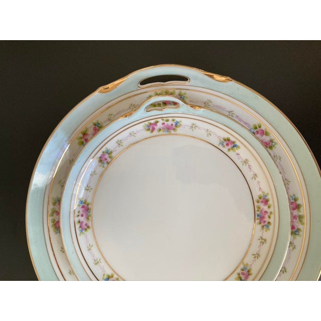 Early 20th Century Hand Painted Nippon Porcelain Tray Design Cake Plates - Set of 2 For Sale - Image 18 of 18