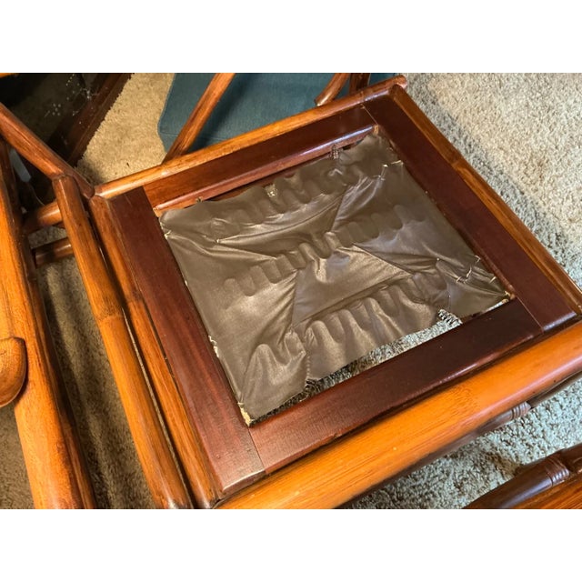 Wood Mid-Century Modern Rattan Bamboo Lounge Chairs, Pair For Sale - Image 7 of 7