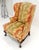 Large Fancy Floral Pattern Uphlstry Fine Carved Ball & Claw Feet Wing Chair MINT For Sale - Image 10 of 13