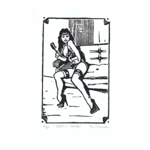 1990s Betty Page Linocut Artist Proof
