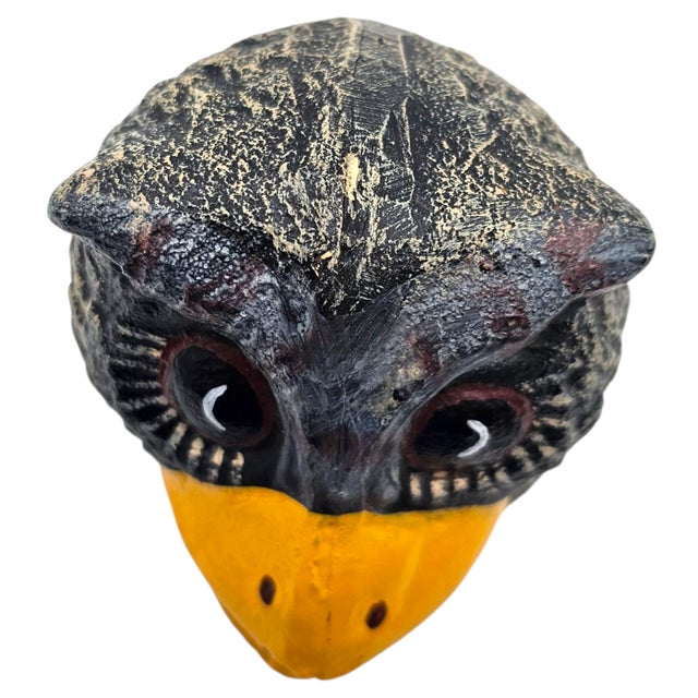 Black Vintage Hand-Painted Resin Owl Coin Bank, Late 20th Century For Sale - Image 8 of 10